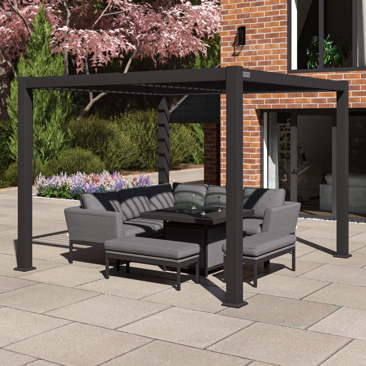 Maze Outdoors Pergola Aluminium Square 30x30 Frame Only - Grey House of Isabella UK