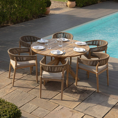 Maze Outdoors Porto 6 Seat Round Dining Set - Sandstone House of Isabella UK