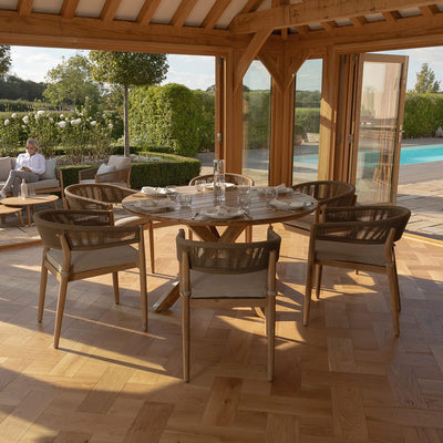 Maze Outdoors Porto 6 Seat Round Dining Set - Sandstone House of Isabella UK