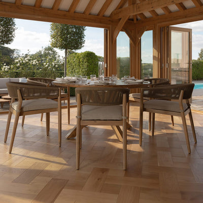 Maze Outdoors Porto 6 Seat Round Dining Set - Sandstone House of Isabella UK