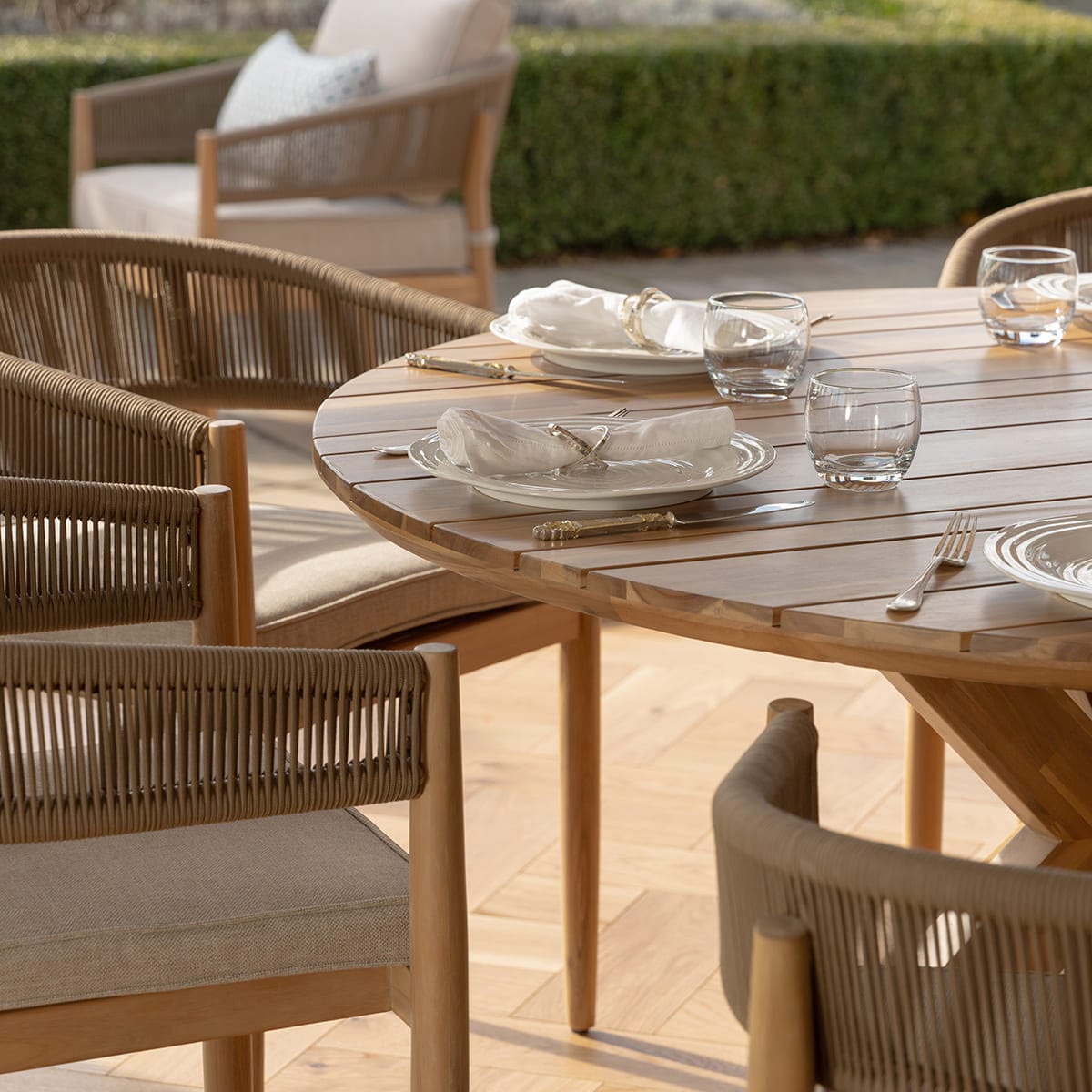 Maze Outdoors Porto 6 Seat Round Dining Set - Sandstone House of Isabella UK