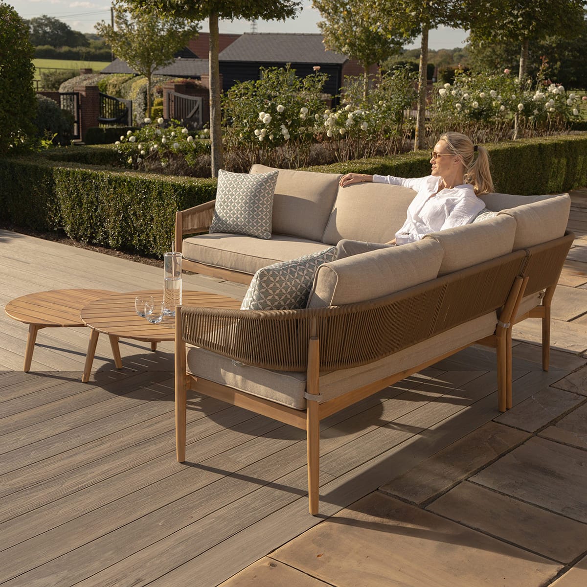 Maze Outdoors Porto Corner Sofa Set - Sandstone House of Isabella UK