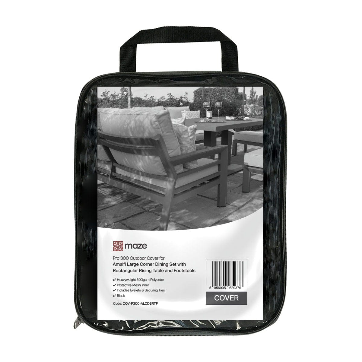 Maze Outdoors Pro 300 Outdoor Cover for Amalfi Large Corner Dining Set with Rectangular Rising Table and Footstools House of Isabella UK