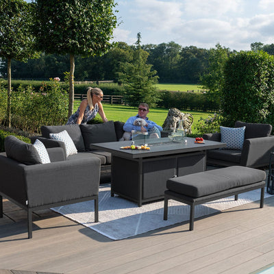 Maze Outdoors Pulse 3 Seat Sofa Set with Fire Pit Table / Charcoal House of Isabella UK