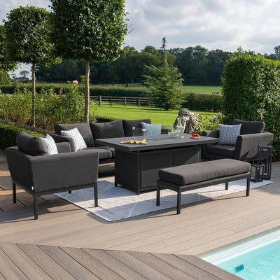 Maze Outdoors Pulse 3 Seat Sofa Set with Fire Pit Table / Charcoal House of Isabella UK