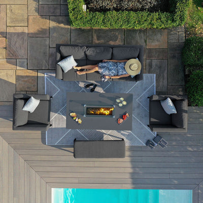 Maze Outdoors Pulse 3 Seat Sofa Set with Fire Pit Table / Charcoal House of Isabella UK