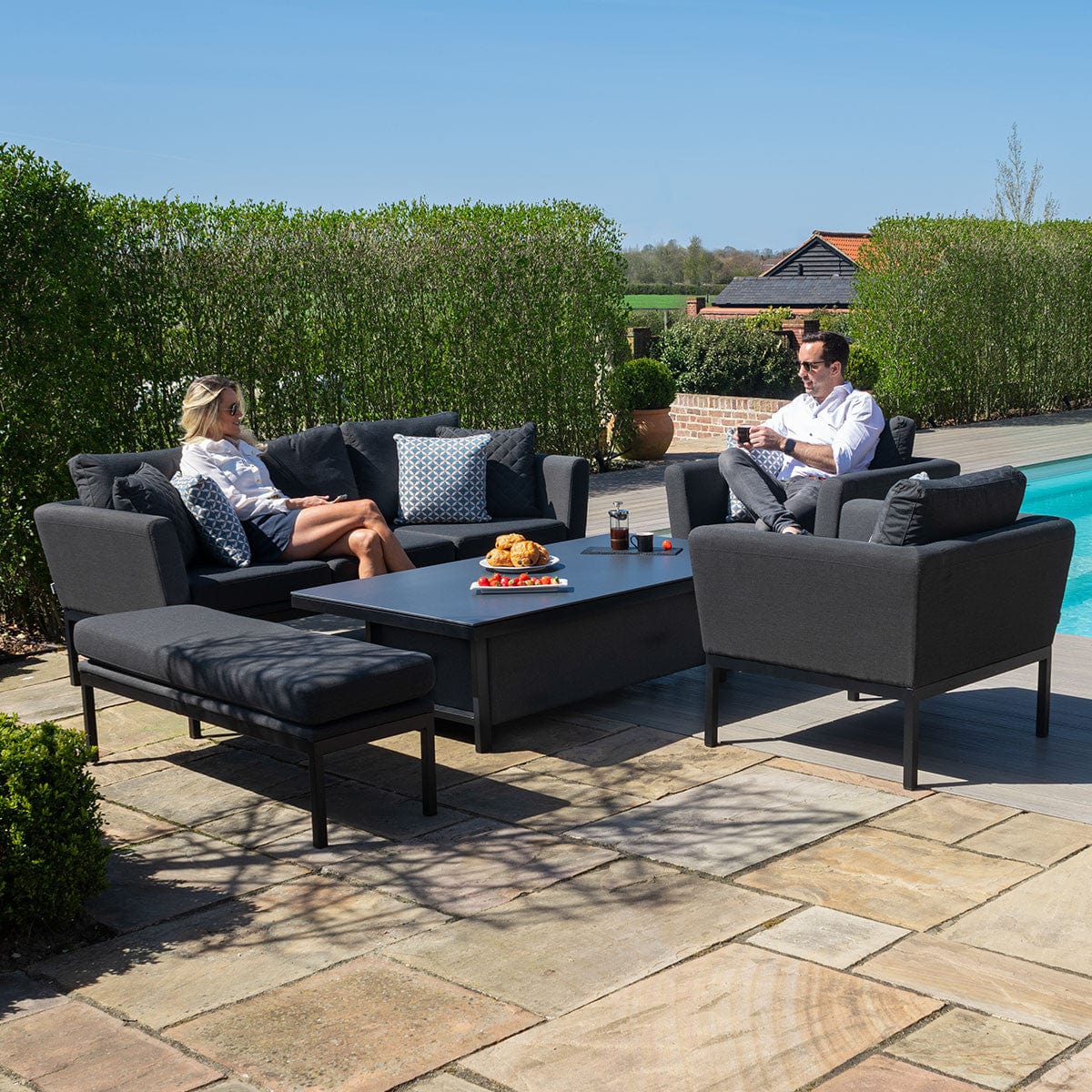 Maze Outdoors Pulse 3 Seat Sofa Set with Rising Table / Charcoal House of Isabella UK