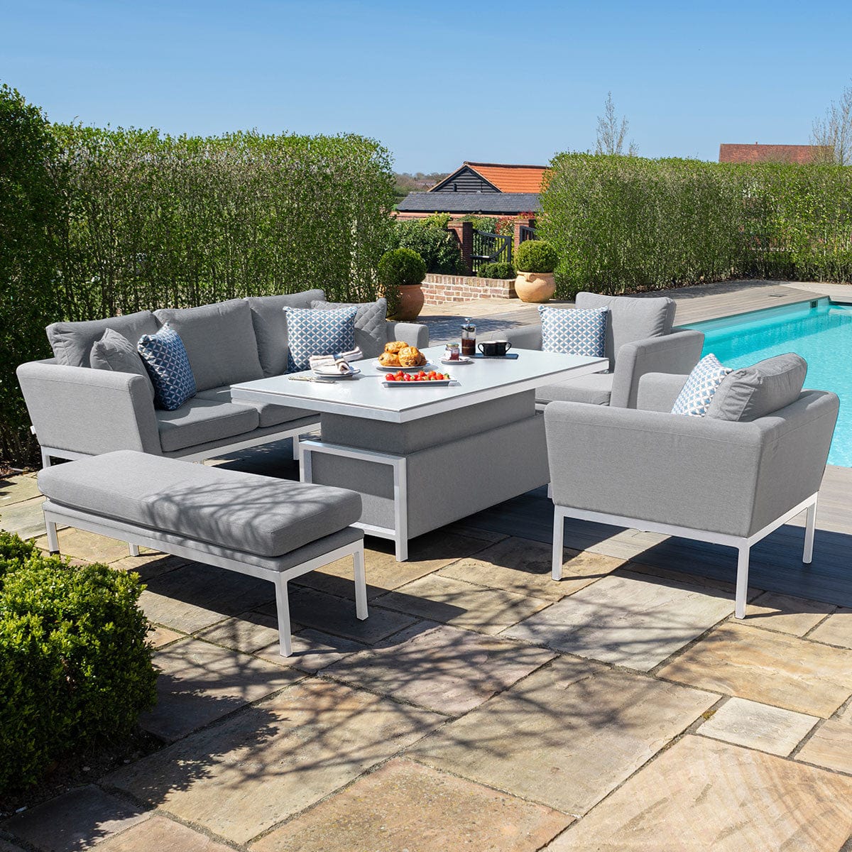 Maze Outdoors Pulse 3 Seat Sofa Set with Rising Table / Lead Chine House of Isabella UK