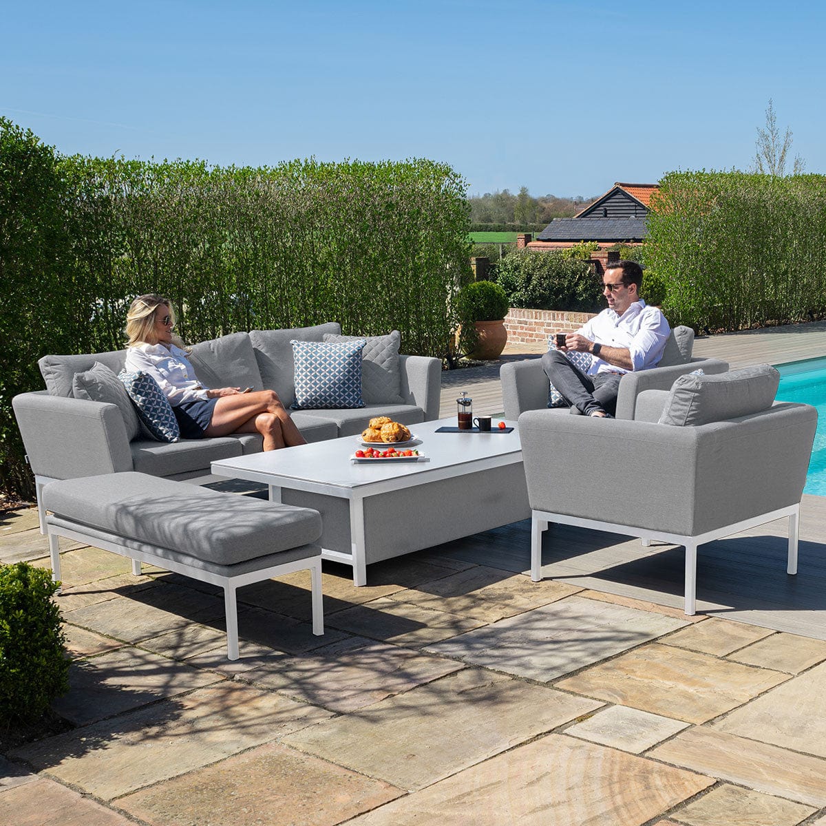 Maze Outdoors Pulse 3 Seat Sofa Set with Rising Table / Lead Chine House of Isabella UK