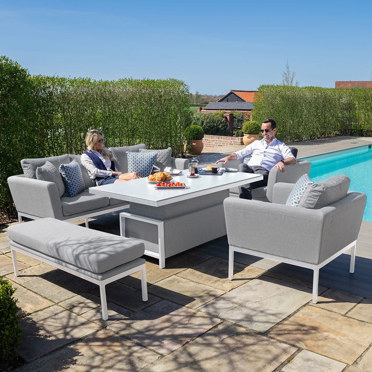 Maze Outdoors Pulse 3 Seat Sofa Set with Rising Table / Lead Chine House of Isabella UK