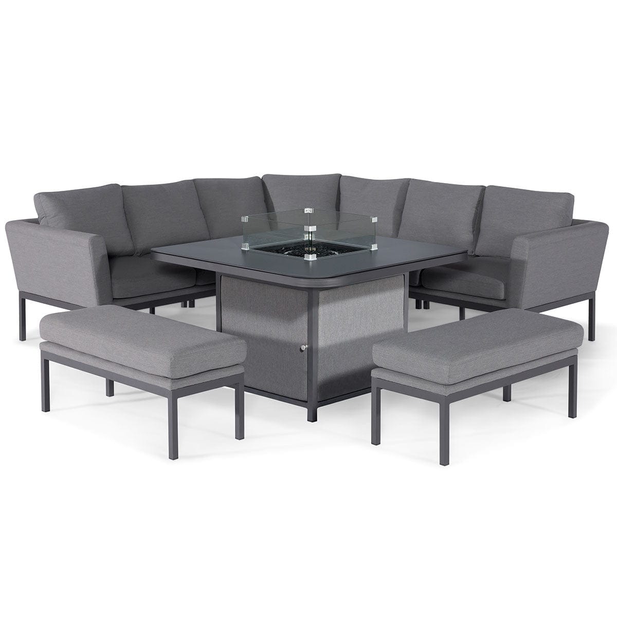 Maze Outdoors Pulse Deluxe Square Corner Dining Set - with Fire Pit Table / Flanelle House of Isabella UK