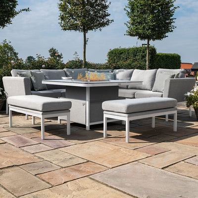 Maze Outdoors Pulse Deluxe Square Corner Dining Set - with Fire Pit Table / Lead Chine House of Isabella UK