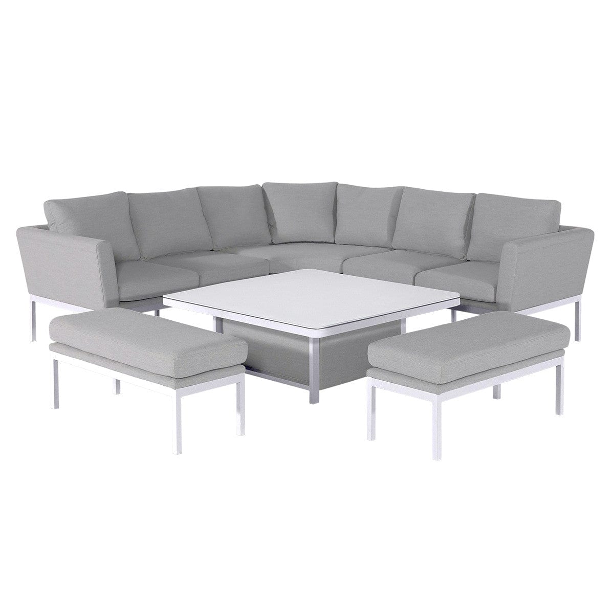 Maze Outdoors Pulse Deluxe Square Corner Dining Set with Rising Table / Lead Chine House of Isabella UK