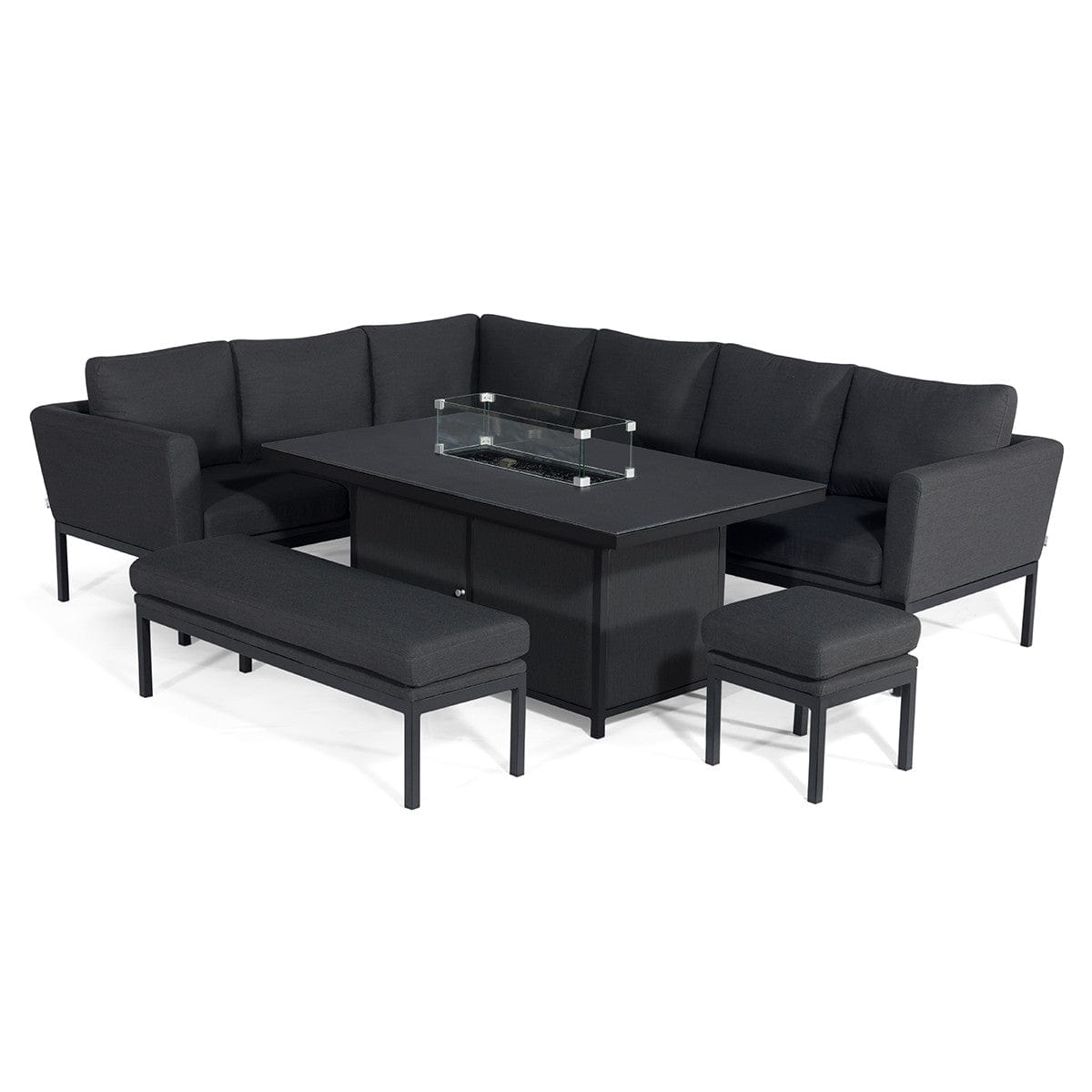 Pulse Rectangular Corner Dining Set - With Fire Pit Table / Charcoal.