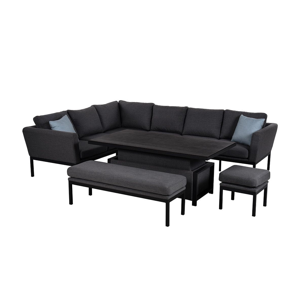 Pulse Rectangular Corner Dining Set with Rising Table / Charcoal.