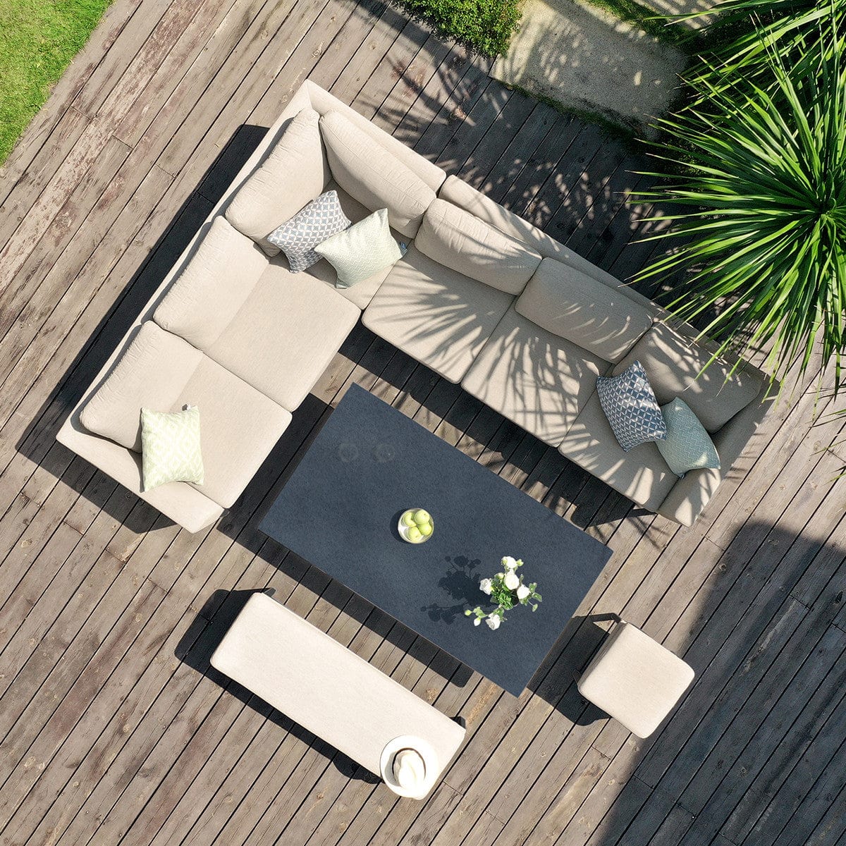 Maze Outdoors Pulse Rectangular Corner Dining Set with Rising Table / Oatmeal House of Isabella UK