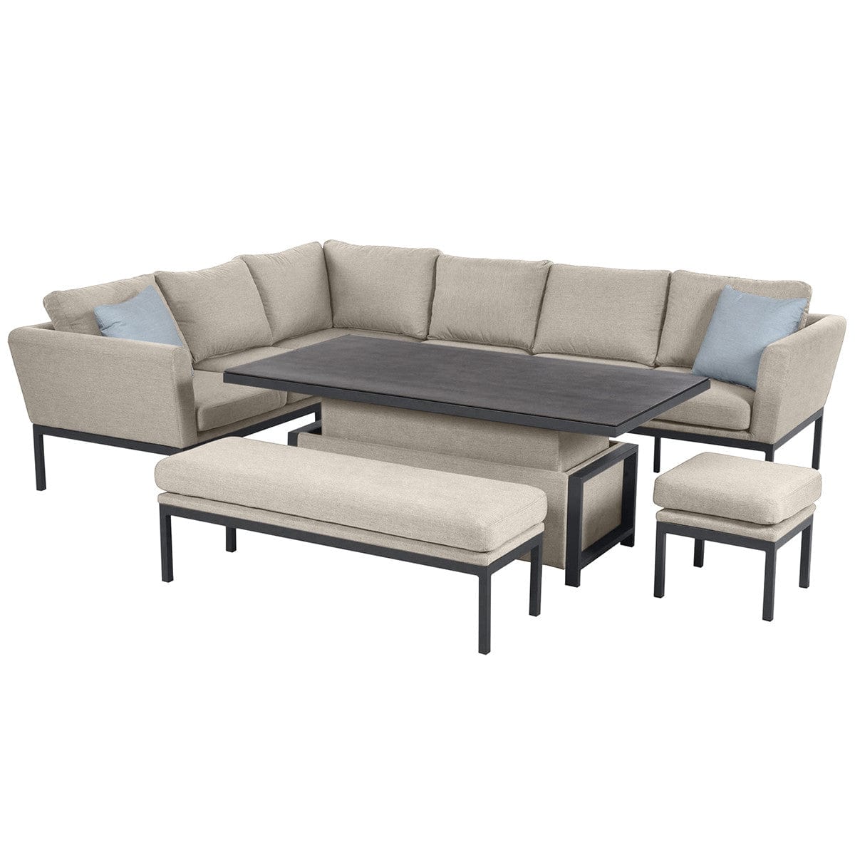 Maze Outdoors Pulse Rectangular Corner Dining Set with Rising Table / Oatmeal House of Isabella UK