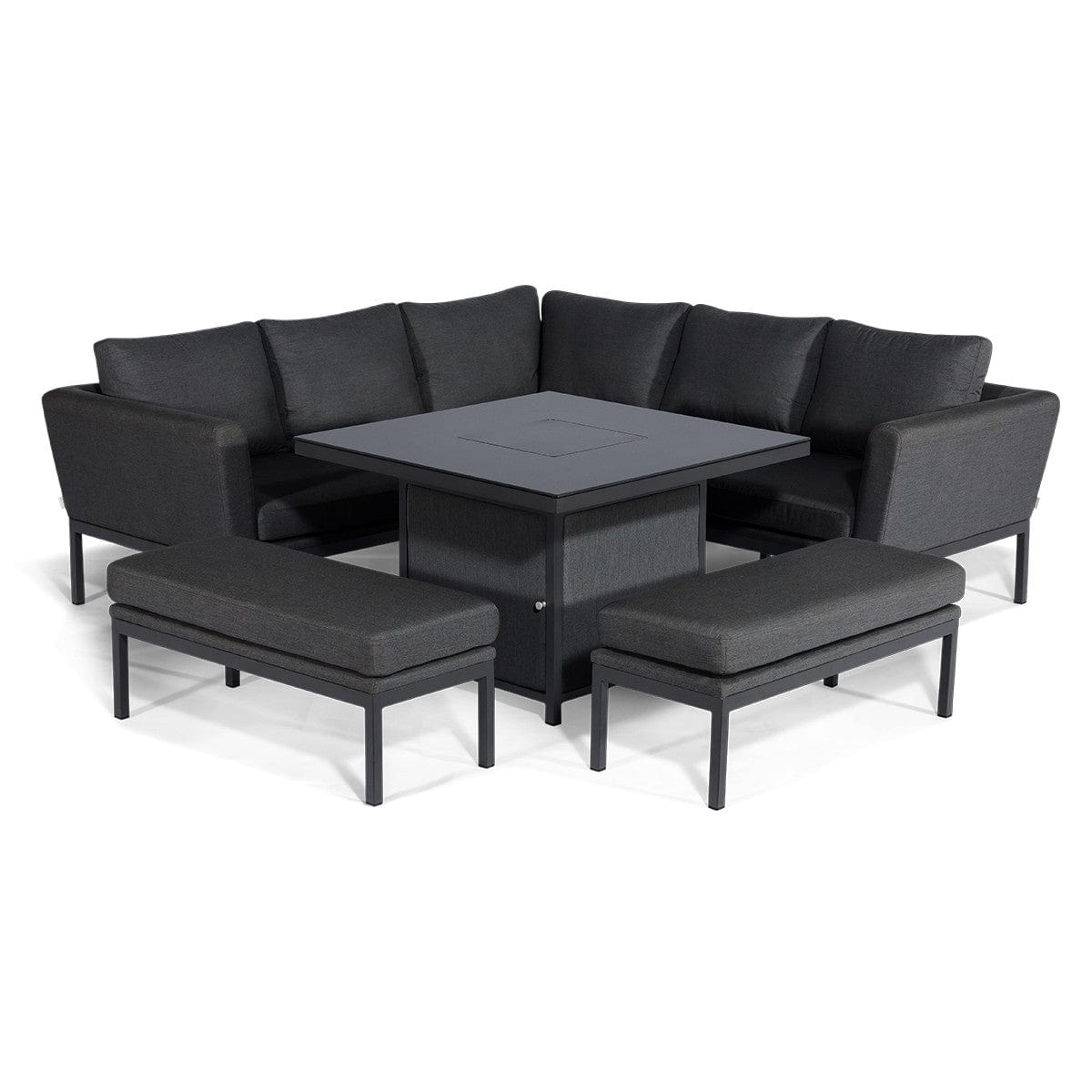 Maze Outdoors Pulse Square Corner Dining Set - With Fire Pit Table / Charcoal House of Isabella UK
