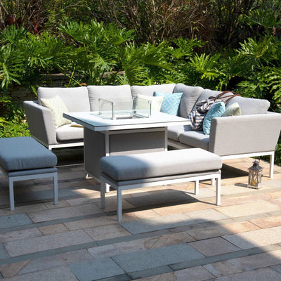 Maze Outdoors Pulse Square Corner Dining Set - With Fire Pit Table / Lead Chine House of Isabella UK