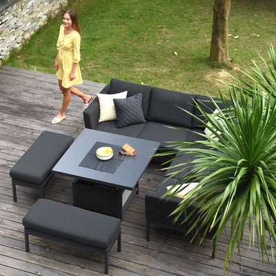 Maze Outdoors Pulse Square Corner Dining Set with Rising Table / Charcoal House of Isabella UK