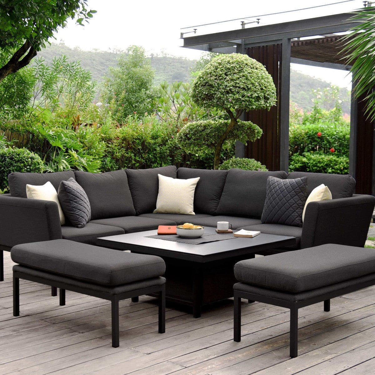 Maze Outdoors Pulse Square Corner Dining Set with Rising Table / Charcoal House of Isabella UK