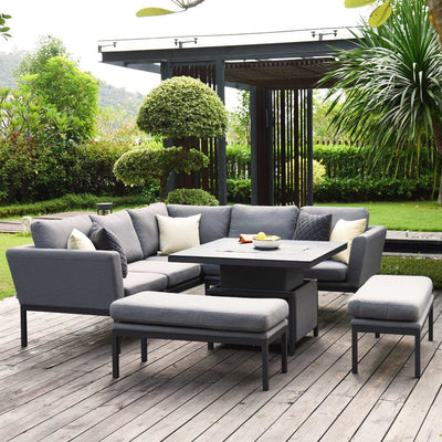 Maze Outdoors Pulse Square Corner Dining Set with Rising Table / Flanelle House of Isabella UK