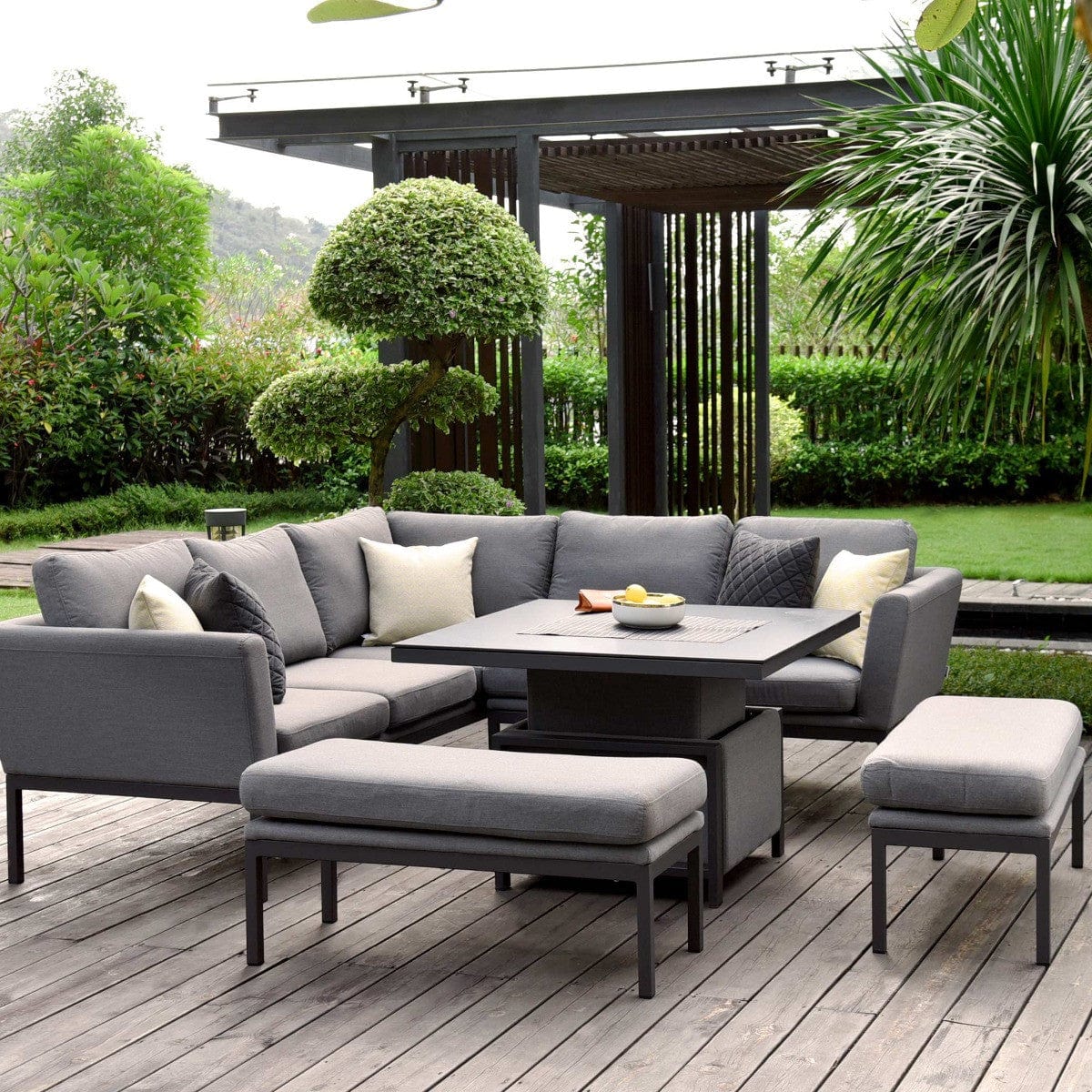 Maze Outdoors Pulse Square Corner Dining Set with Rising Table / Flanelle House of Isabella UK