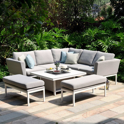 Maze Outdoors Pulse Square Corner Dining Set with Rising Table / Lead Chine House of Isabella UK