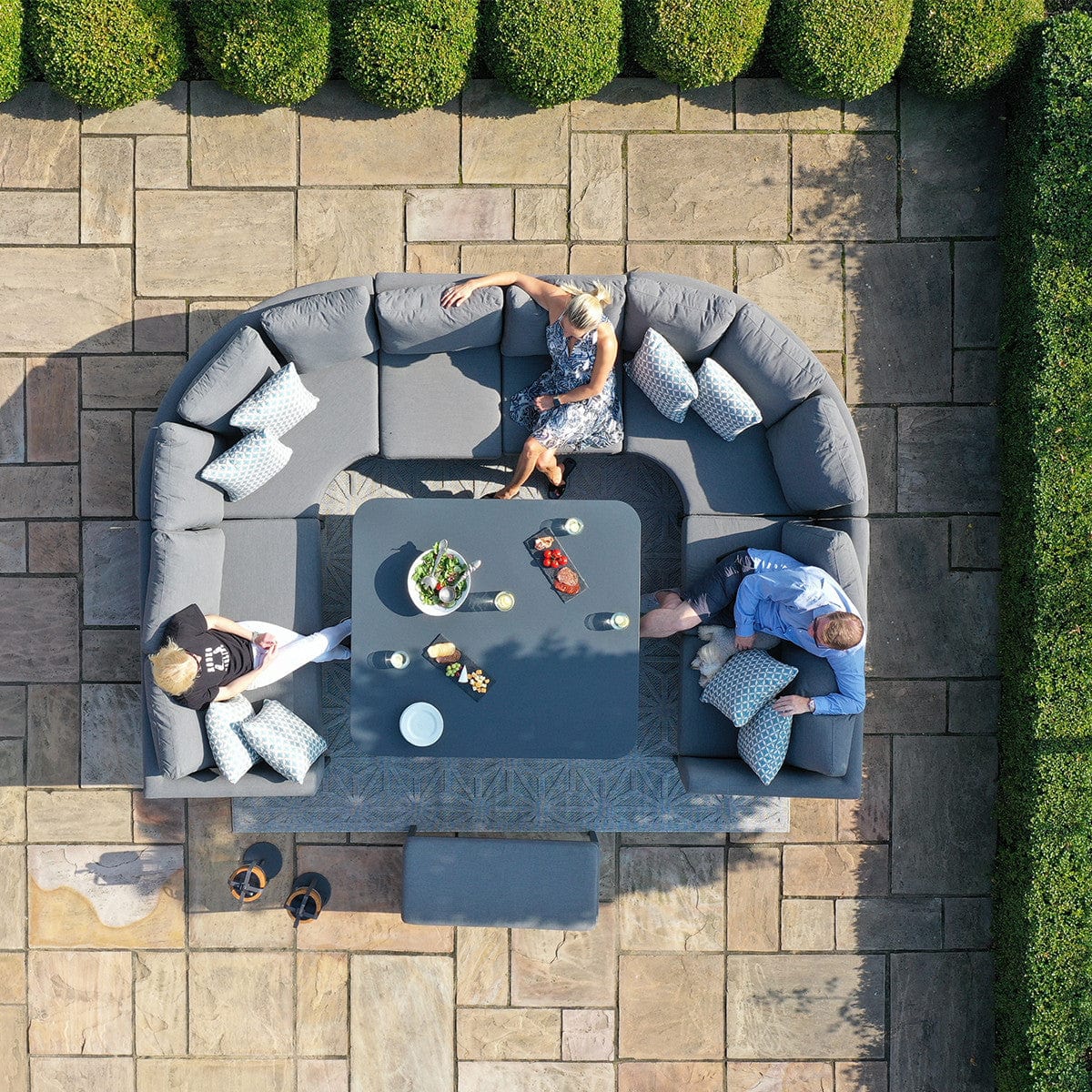 Maze Outdoors Pulse U Shape Corner Dining Set with Rising Table / Flanelle House of Isabella UK