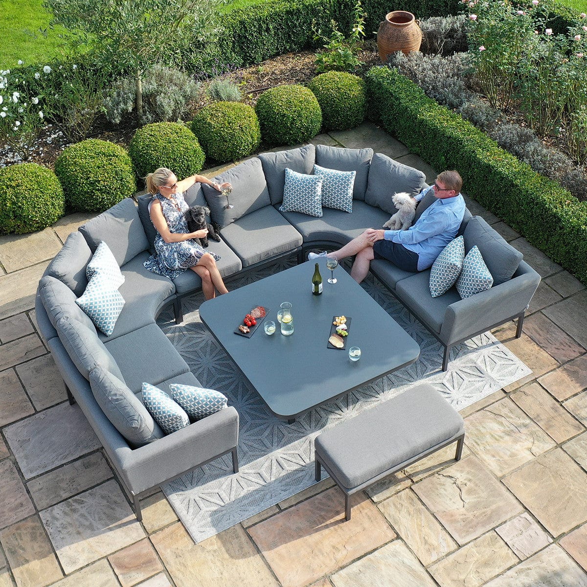 Maze Outdoors Pulse U Shape Corner Dining Set with Rising Table / Flanelle House of Isabella UK