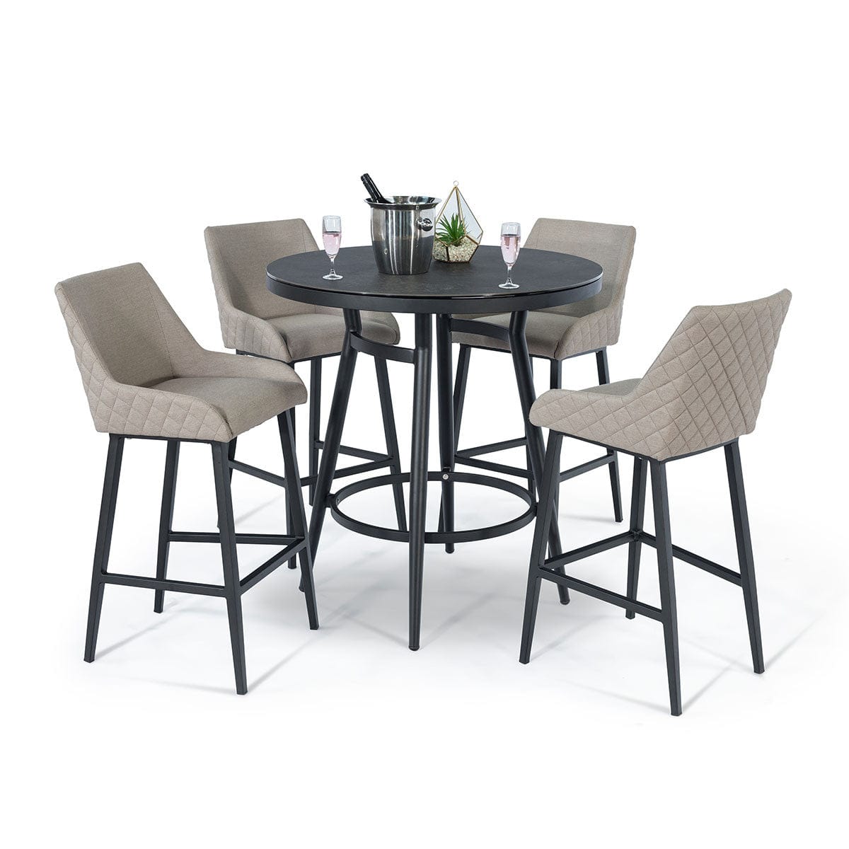 Maze Outdoors Regal 4 Seat Round Bar Set / Oatmeal House of Isabella UK