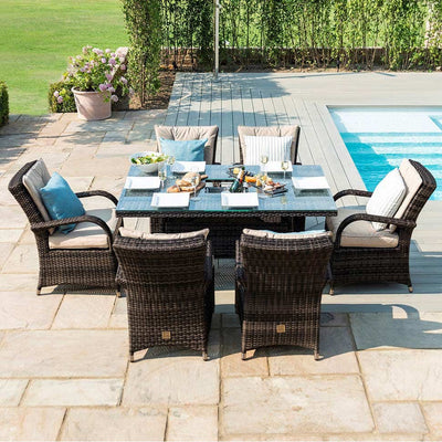 Maze Outdoors Texas 6 Seat Rectangle Ice Bucket Dining Set / Brown House of Isabella UK