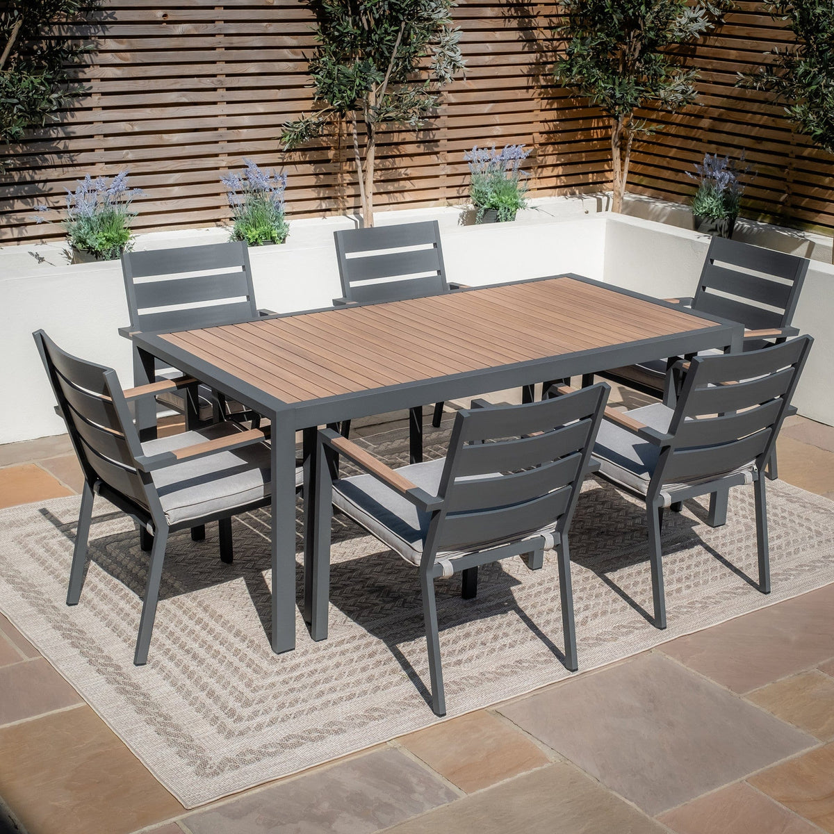 Maze Outdoors Vancouver 6 Seat Rectangular Dining Set - Dove Grey House of Isabella UK