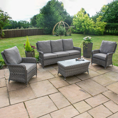 Maze Outdoors Victoria 3 Seat High Back Sofa Set / Grey House of Isabella UK