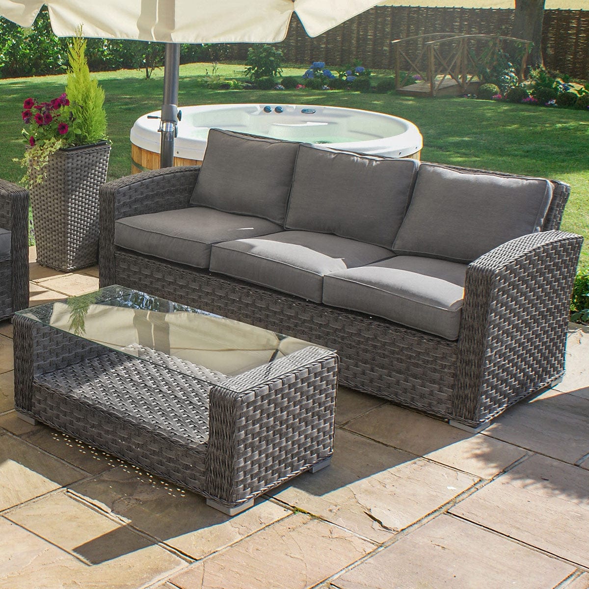 Maze Outdoors Victoria 3 Seat Sofa Set Grey House of Isabella UK