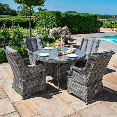 Maze Outdoors Victoria 4 Seat Round Dining Set with Square Chairs House of Isabella UK