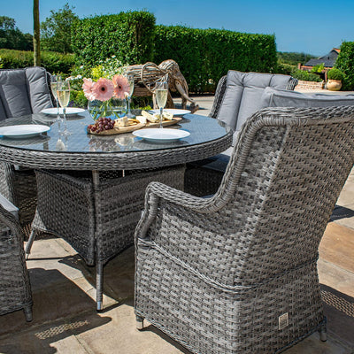 Maze Outdoors Victoria 4 Seat Round Dining Set with Square Chairs House of Isabella UK