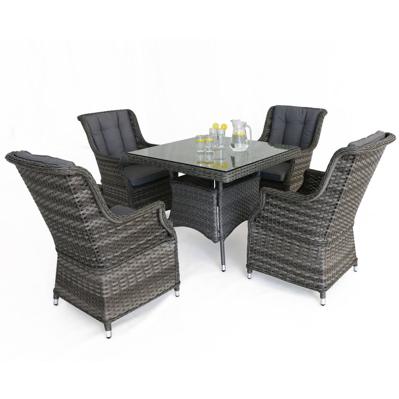 Maze Outdoors Victoria 4 Seat Square Dining Set with Square Chairs House of Isabella UK