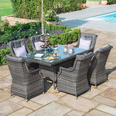 Maze Outdoors Victoria 6 Seat Rectangle Dining Set with Square Chairs House of Isabella UK