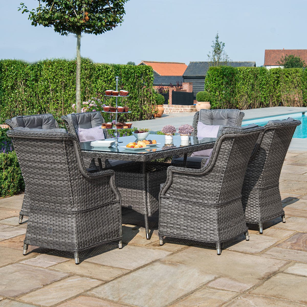 Maze Outdoors Victoria 6 Seat Rectangle Dining Set with Square Chairs House of Isabella UK