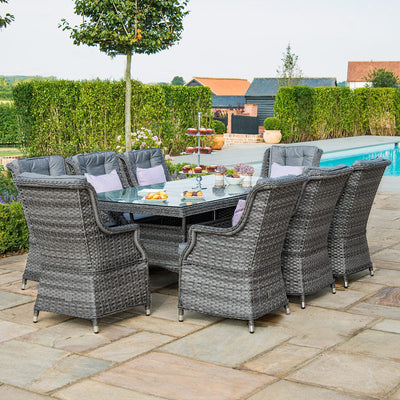 Maze Outdoors Victoria 8 Seat Rectangle Dining Set with Square Chairs House of Isabella UK