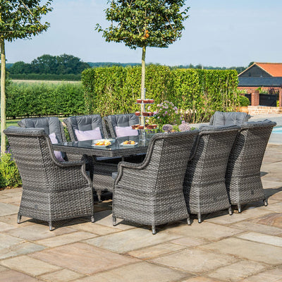 Maze Outdoors Victoria 8 Seat Rectangle Dining Set with Square Chairs House of Isabella UK