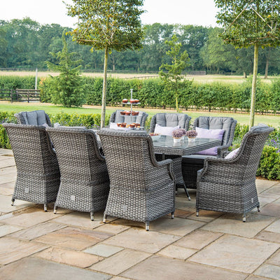 Maze Outdoors Victoria 8 Seat Rectangle Dining Set with Square Chairs House of Isabella UK