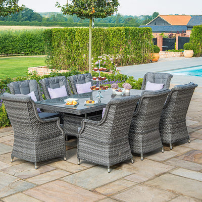 Maze Outdoors Victoria 8 Seat Rectangle Dining Set with Square Chairs House of Isabella UK