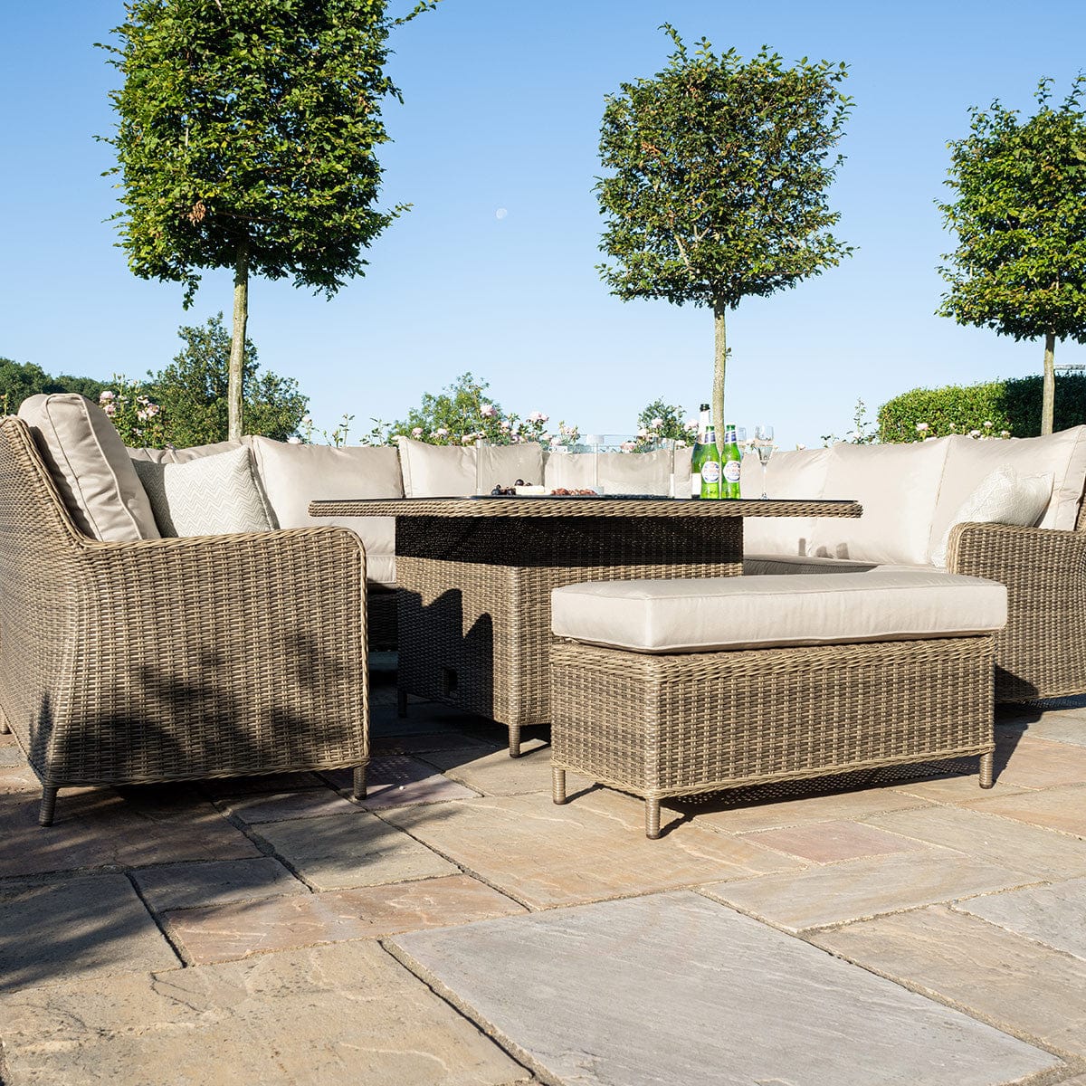 Maze Outdoors Winchester Royal U Shaped Sofa Set with Fire Pit Table House of Isabella UK