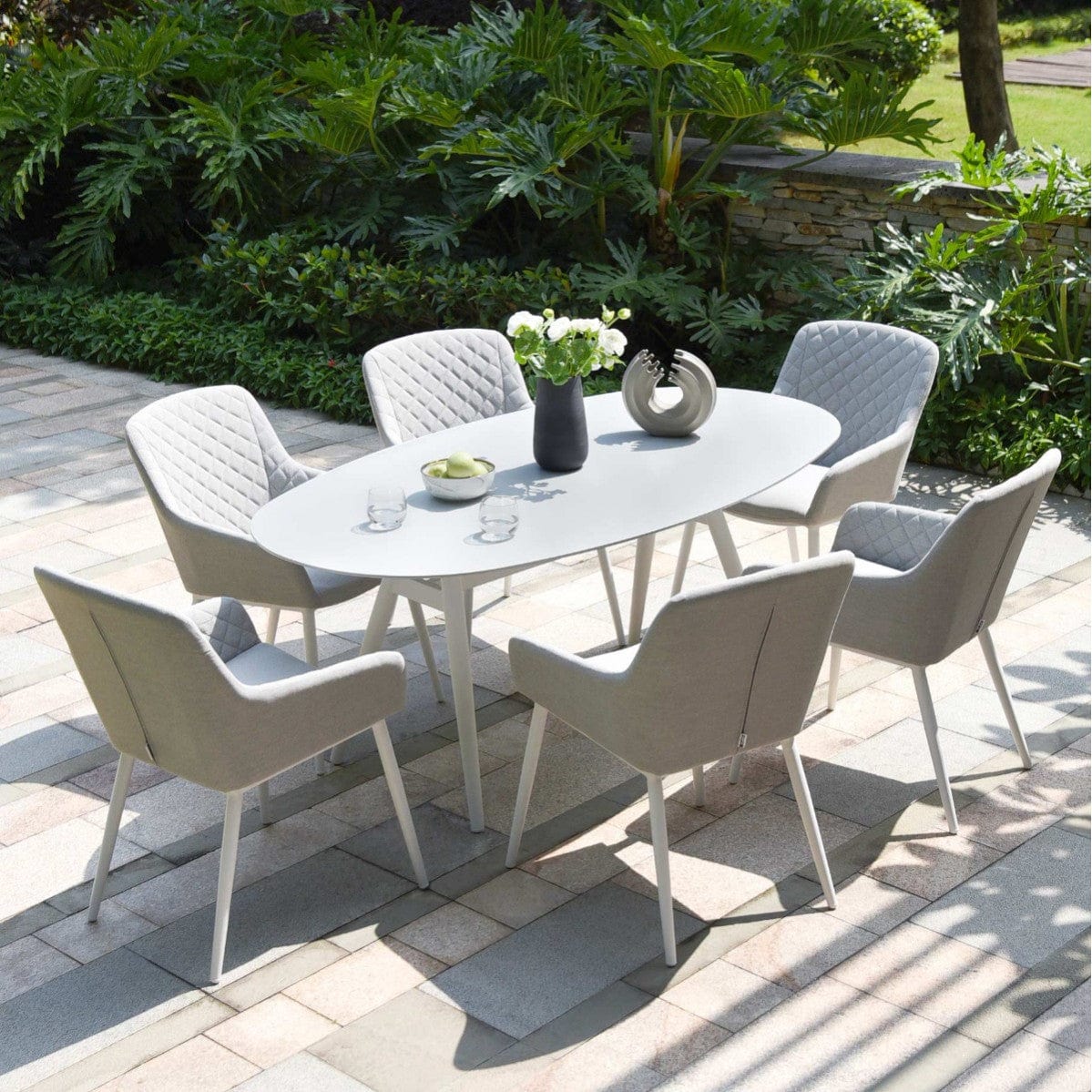 Maze Outdoors Zest 6 Seat Oval Dining Set / Lead Chine House of Isabella UK