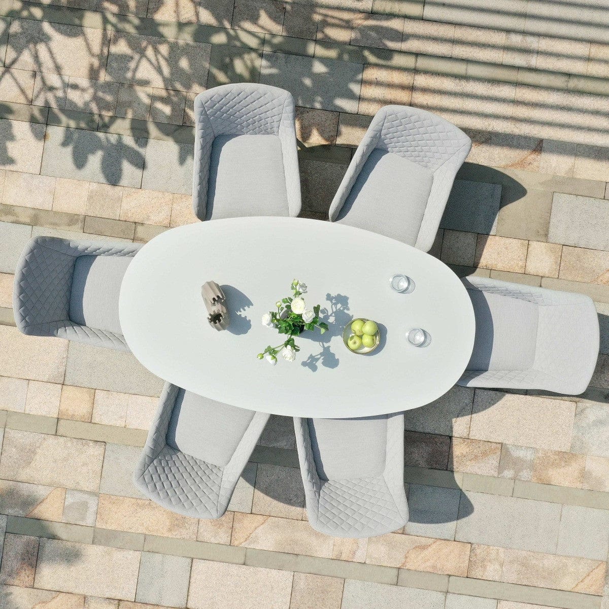 Maze Outdoors Zest 6 Seat Oval Dining Set / Lead Chine House of Isabella UK