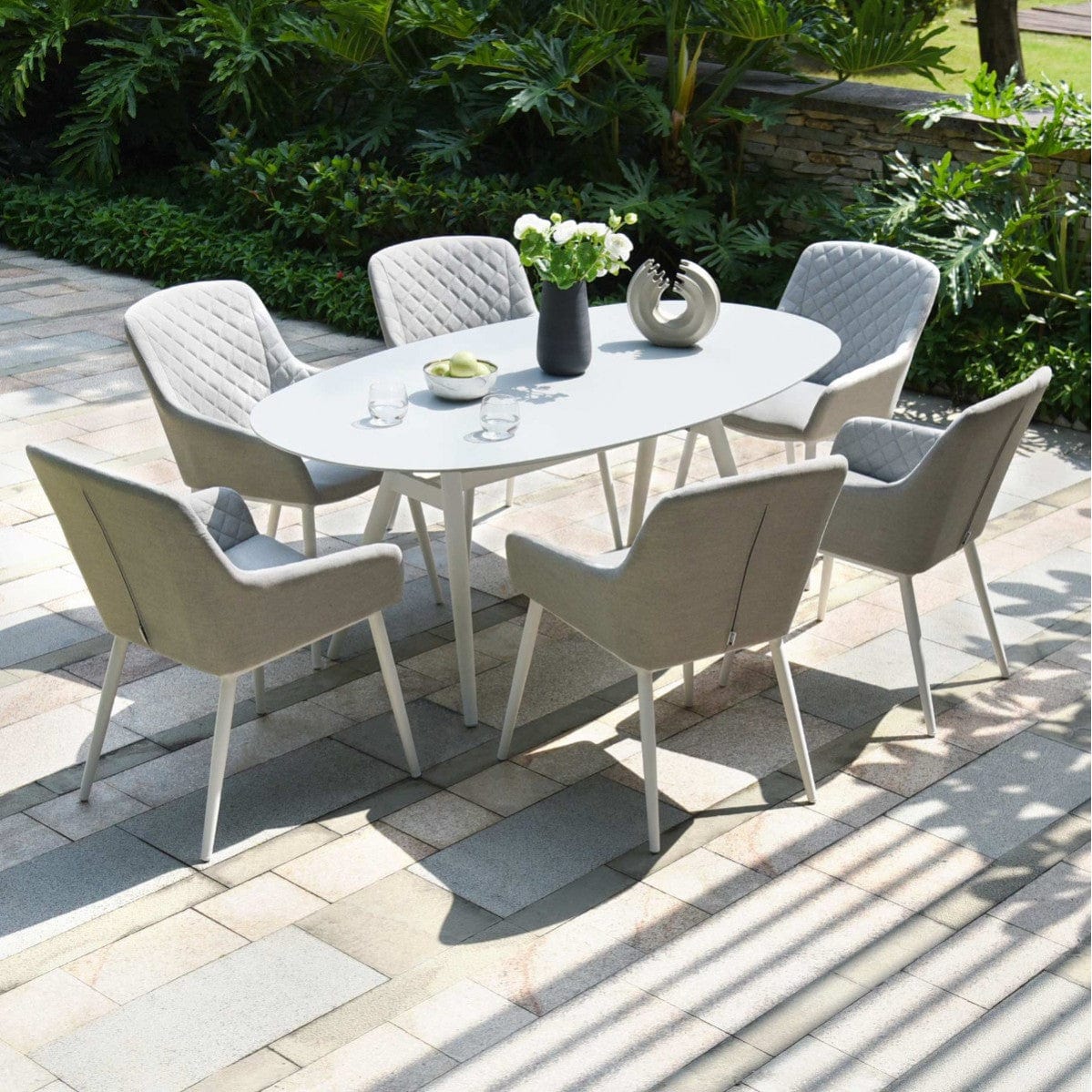 Maze Outdoors Zest 6 Seat Oval Dining Set / Lead Chine House of Isabella UK