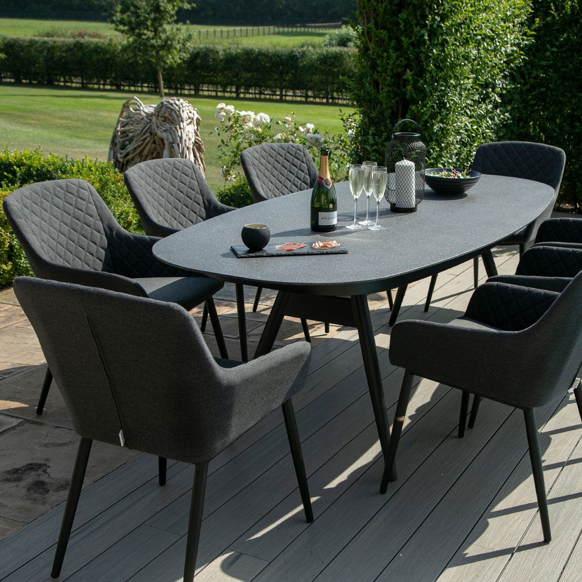 Maze Outdoors Zest 8 Seat Oval Dining Set / Charcoal House of Isabella UK