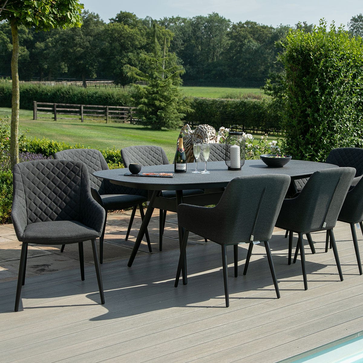 Maze Outdoors Zest 8 Seat Oval Dining Set / Charcoal House of Isabella UK